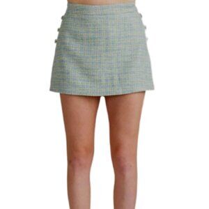 S'Edge Starlet Blue & Green Tweed-like Lined Skirt-Skorts, Pockets Size Med NWT